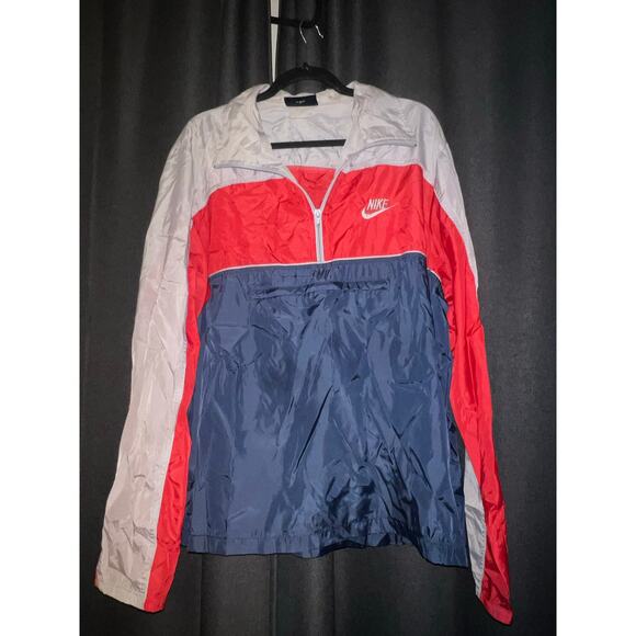 Vintage 80s Nike blue label colorblock lightweight windbreaker jacket L - Picture 1 of 3